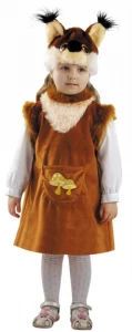 Детский карнавальный костюм «Белочка» с грибком для девочек