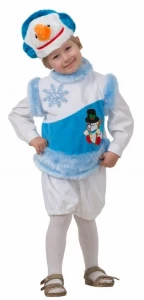 Детский карнавальный новогодний костюм «Снеговик Снежный» для мальчиков и девочек