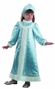 Детский карнавальный новогодний костюм «Снегурочка» шёлковая для девочек