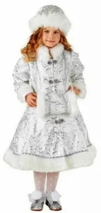 Детский карнавальный новогодний костюм Снегурочка «Хрустальная» для девочек