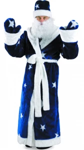 Карнавальный костюм «Дед Мороз» синий для взрослых