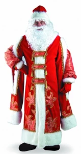 Карнавальный костюм Дед Мороз «Царский» (красный) для взрослых