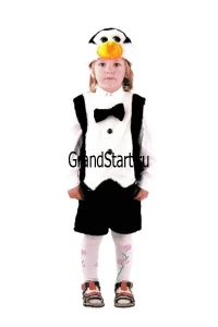 Детский карнавальный костюм «Пингвин» чёрно-белый для мальчиков и девочек