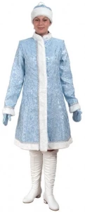 Карнавальный новогодний костюм «Снегурочка» (голубая) для женщин