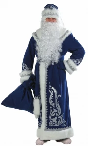 Карнавальный костюм «Дед Мороз» синий (аппликация) для взрослых