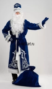 Карнавальный костюм «Дед Мороз» синий (аппликация) для взрослых