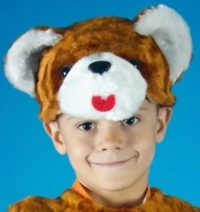 Детская карнавальная Шапочка «Медвежонок» бурый для девочек и мальчиков