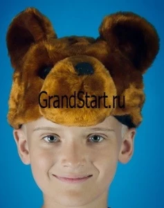 Детская карнавальная Шапочка «Медведь» бурый для девочек и мальчиков