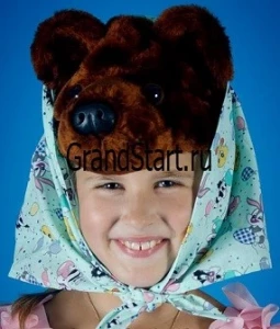 Детская карнавальная Шапочка «Медведица» бурая для девочек и мальчиков