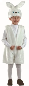 Детский карнавальный костюм Заяц «Ушастик» белый для девочек и мальчиков
