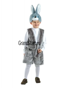 Детский карнавальный костюм Заяц «Русак» серый для девочек и мальчиков