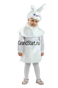 Детский маскарадный костюм «Зайка» белая для девочек