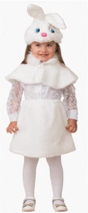 Детский маскарадный костюм «Зайка» белая для девочек