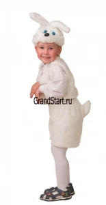 Детский маскарадный костюм «Заяц» белый для девочек и мальчиков