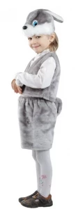 Детский маскарадный костюм «Заяц» серый для девочек и мальчиков