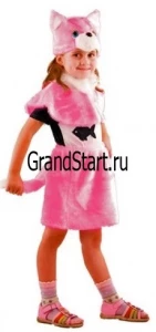 Детский карнавальный костюм «Кошка» розовая для девочек