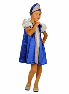 Детский карнавальный костюм «Царевна» (синяя) для девочек
