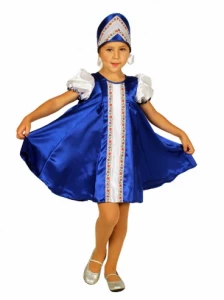 Детский карнавальный костюм «Царевна» (синяя) для девочек