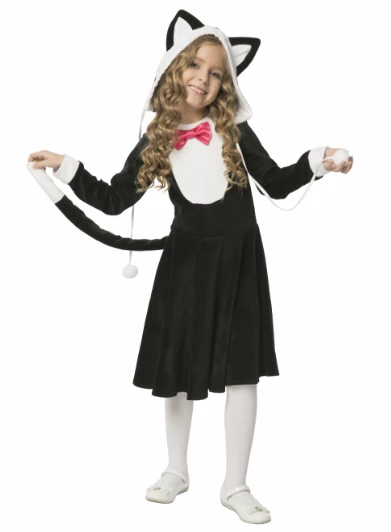 Детский карнавальный костюм Черная «Кошечка» для девочек