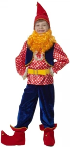 Детский карнавальный костюм Гном «Весельчак» с бородой для мальчиков и девочек