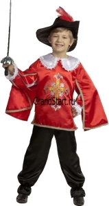 Детский карнавальный костюм «Мушкетёр» (красный) для мальчиков