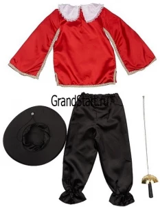 Детский карнавальный костюм «Мушкетёр» (красный) для мальчиков