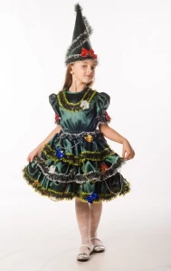 Детский карнавальный новогодний костюм «Ёлочка» для девочек