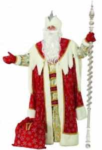 Новогодний костюм Дед Мороз «Королевский» (красный) для взрослых