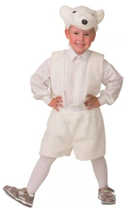 Детский маскарадный костюм «Медведь» белый для мальчиков и девочек