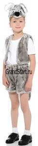 Детский маскарадный костюм «Мышонок» (серый) для мальчиков и девочек