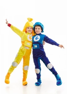 Детский карнавальный костюм «Супергерой» (желтый) для девочек