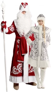 Новогодний костюм Снегурочка «Классика М» (панбархат) для взрослых