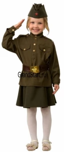 Детский Военный костюм «Гимнастерка» с юбкой для девочек