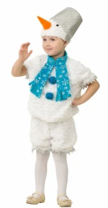 Детский карнавальный новогодний костюм Снеговичок «Снеговишка» для мальчиков и девочек