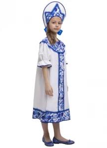 Русский Народный танцевальный костюм «Гжель» для девочек