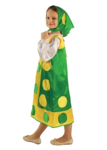 Детский карнавальный костюм «Матрешка» (зеленая) для девочек