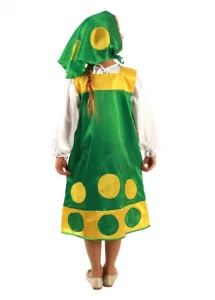 Детский карнавальный костюм «Матрешка» (зеленая) для девочек