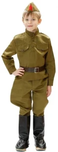 Детский Военный костюм «Солдат» ВОВ гимнастерка с брюками "Галифе" (в сапогах) для мальчиков