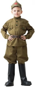 Детский Военный костюм Солдат «Будёновец» ВОВ гимнастерка с брюками "Галифе" (в сапогах) для мальчиков
