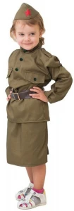 Детский Военный костюм «Солдаточка» Великой Отечественной Войны гимнастерка с юбкой для девочек