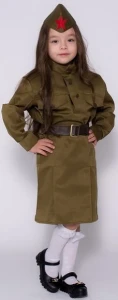 Детский Военный костюм «Солдаточка» Великой Отечественной Войны гимнастерка с юбкой для девочек