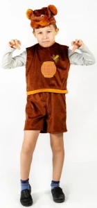 Детский карнавальный костюм «Медвежонок» с мёдом бурый для мальчиков