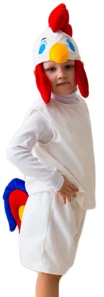 Карнавальный костюм ПЕТУШОК БЕЛЫЙ, на рост 104-116 см, 3-5 лет, Бока