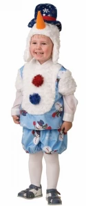 Детский карнавальный новогодний костюм Снеговик «Снежник» для мальчиков и девочек