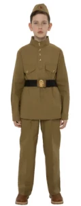 Детская Военная форма - Гимнастёрка Великой Отечественной Войны с прямыми брюками (Бязь 100% Хлопок) для малышей