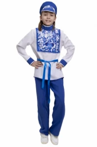Детский карнавальный костюм «Гжель» (подростковый) для мальчиков