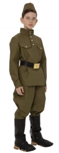 Детский костюм времён ВОВ «Гимнастерка» с брюками "Галифе" (Саржа) для мальчиков (подростковый)
