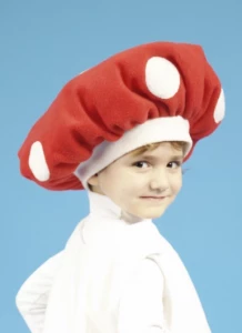 Детская карнавальная Шапочка Гриб «Мухомор» (красный) для девочек и мальчиков