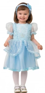 Детский карнавальный костюм Принцесса «Золушка» (малютка) голубая для девочек