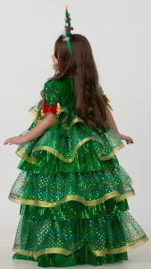 Детский карнавальный новогодний костюм Елочка «Царица» для девочек
